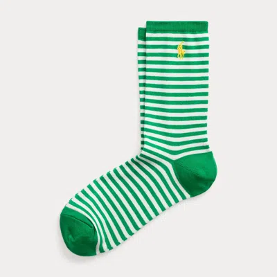 Polo Ralph Lauren Striped Cotton-blend Crew Socks In Green