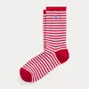 Polo Ralph Lauren Spring Even Stripe Cotton Blend Crew Socks In Red