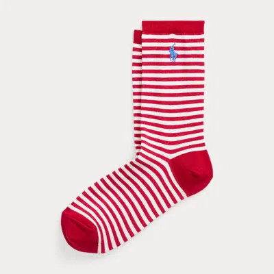 POLO RALPH LAUREN STRIPED COTTON-BLEND CREW SOCKS