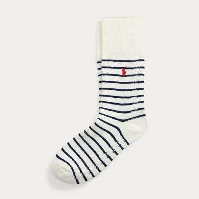Polo Ralph Lauren Striped Cotton-blend Crew Socks In White