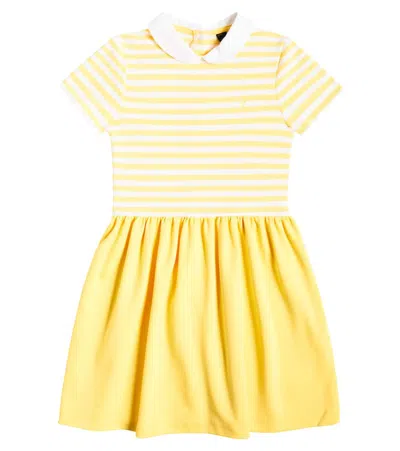 Polo Ralph Lauren Kids' Striped Cotton-blend Dress In Yellow