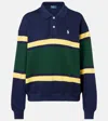 Polo Ralph Lauren Striped Cotton-blend Polo Shirt In Blue