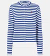 Polo Ralph Lauren Striped Cotton-blend Terry Cardigan In Blue
