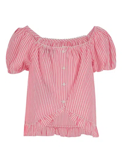Polo Ralph Lauren Striped Cotton Blouse In Pink