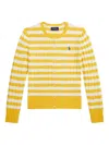 Polo Ralph Lauren Ralph Lauren Striped Mini-cable Cotton Cardigan In Yellow