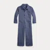Polo Ralph Lauren Striped Cotton Denim Coverall In Tolbert Wash