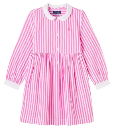 Polo Ralph Lauren Kids' Striped Cotton Dress In Pink
