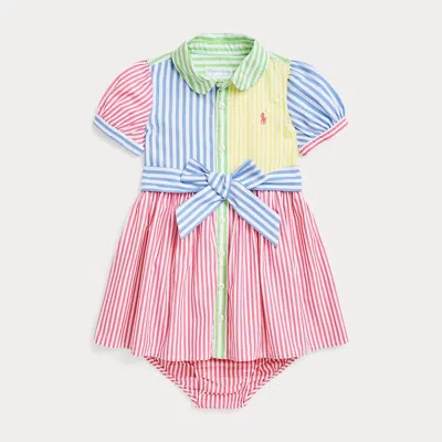 Polo Ralph Lauren Babies' Ralph Lauren Stripe Colorblock Cotton Shirtdress & Bloomers In Multi