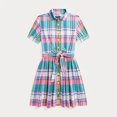 Polo Ralph Lauren Kids' Striped Cotton Fun Shirtdress In Pink