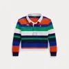 Polo Ralph Lauren Striped Cotton Jersey Boxy Rugby Shirt In Multi/white
