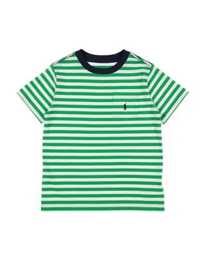Polo Ralph Lauren Babies'  Striped Cotton Jersey Pocket Tee Toddler Boy T-shirt Green Size 5 Cotton