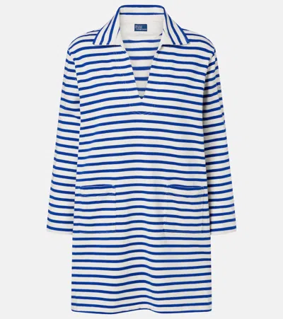 Polo Ralph Lauren Striped Cotton Jersey Polo Dress In Blue