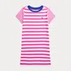 Polo Ralph Lauren Kids' Striped Cotton Jersey Tee Dress In Belmont Pink/white