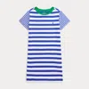 Polo Ralph Lauren Striped Cotton Jersey Tee Dress In Cruise Royal/white