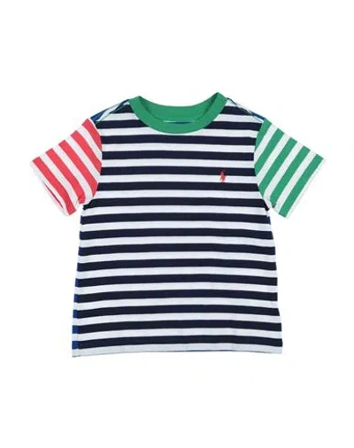 Polo Ralph Lauren Babies'  Striped Cotton Jersey Tee Toddler Boy T-shirt Midnight Blue Size 4 Cotton