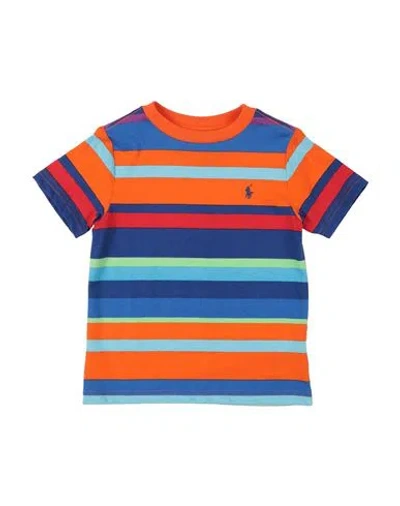 Polo Ralph Lauren Babies'  Striped Cotton Jersey Tee Toddler Boy T-shirt Orange Size 5 Cotton