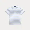 Polo Ralph Lauren Striped Cotton-linen Polo Shirt In Deckwash White