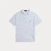 Polo Ralph Lauren Striped Cotton-linen Polo Shirt In Deckwash White