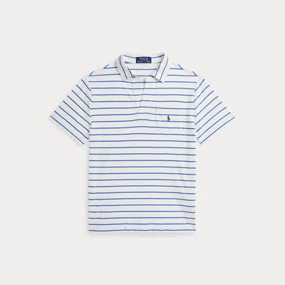 POLO RALPH LAUREN STRIPED COTTON-LINEN POLO SHIRT
