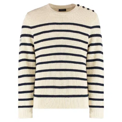 Polo Ralph Lauren Striped Cotton Linen Sweater In Neutral