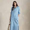 Polo Ralph Lauren Striped Shirt Dress In Medium Blue/white