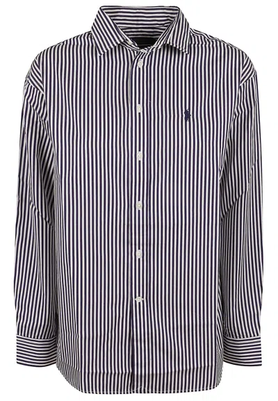 Polo Ralph Lauren Striped Cotton Long-sleeve Shirt In Black