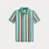Polo Ralph Lauren Striped Cotton Mesh Polo Shirt In Haven Green Multi