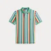 Polo Ralph Lauren Striped Cotton Mesh Polo Shirt In Haven Green Multi