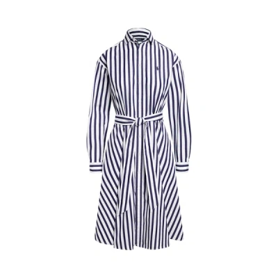 Polo Ralph Lauren Stripe Long Sleeve Cotton Shirtdress In White
