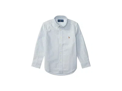 Polo Ralph Lauren Striped Cotton Oxford Shirt (little Kids) Boy's Long Sleeve Button Up Light Blue Stripe : 3t Toddler