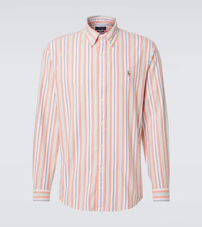 Polo Ralph Lauren Striped Cotton Oxford Shirt In White