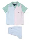 Polo Ralph Lauren Striped Cotton Pajama Set In Green