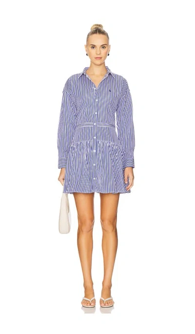 Polo Ralph Lauren Striped Cotton Paneled Shirtdress In Blue