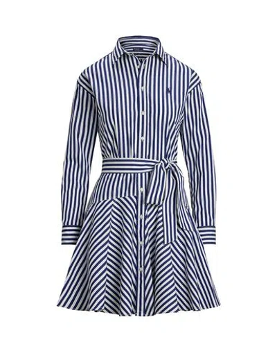 Polo Ralph Lauren Striped Cotton Paneled Shirtdress In Navy
