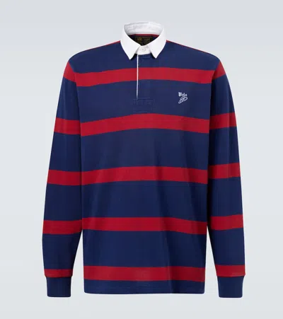 Polo Ralph Lauren Multicolor Polo Shirt With Logo Embroidery On The Front And All-over Striped Motif In Blue