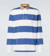 Polo Ralph Lauren Classic Fit Khaki Collar Rugby Shirt In Blue