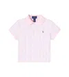 Polo Ralph Lauren Ralph Lauren Striped Oxford Mesh Boxy Polo Shirt In Pink