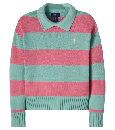 Polo Ralph Lauren Kids' Striped Cotton Polo Sweater In Multi