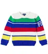 Polo Ralph Lauren Logo Striped Cotton Sweater In Multicoloured