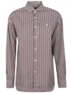 Polo Ralph Lauren Striped Cotton Poplin Blouse With Pointed Collar And Iconic Logo In Black