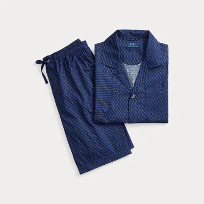 Polo Ralph Lauren Striped Cotton Pyjama Set In Blue