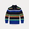 Polo Ralph Lauren Striped Cotton Quarter-zip Sweater In Multi Stripe