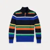 Polo Ralph Lauren Striped Cotton Quarter-zip Sweater In Multi Stripe