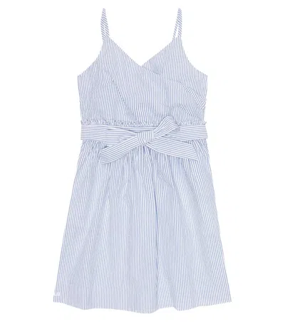 Polo Ralph Lauren Kids' Striped Cotton Seersucker Dress In Blue