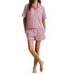 Polo Ralph Lauren Striped Cotton Shirt & Short Pajama Set In College Pink In Pink
