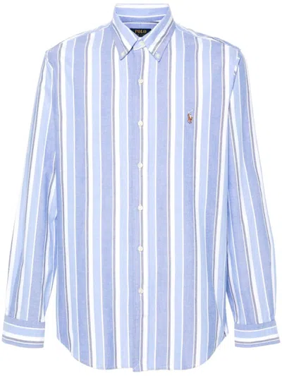 Polo Ralph Lauren Striped Cotton Shirt In Blue