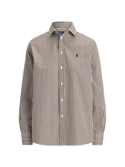 Polo Ralph Lauren Striped Cotton Shirt In Brown