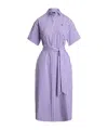 Polo Ralph Lauren Vicki Belted Striped Cotton-poplin Midi Shirt Dress In Purple
