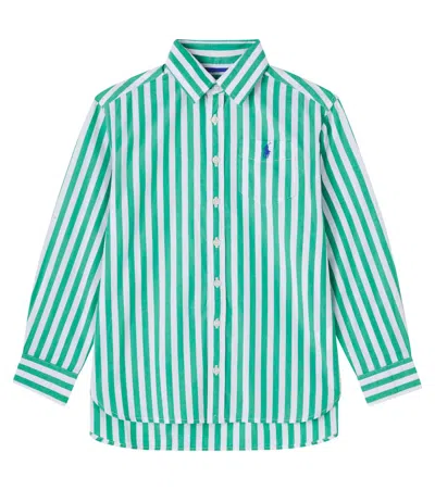 Polo Ralph Lauren Kids' Striped Cotton Shirt In Green