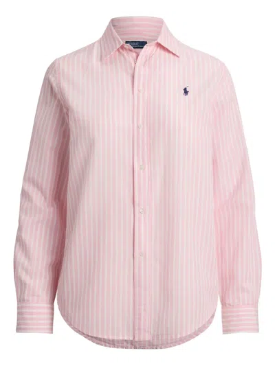 Polo Ralph Lauren Striped Cotton Shirt In Pink